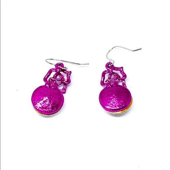 Pink Rose Silver Rhinestone Post Earrings - Picture 5 of 7